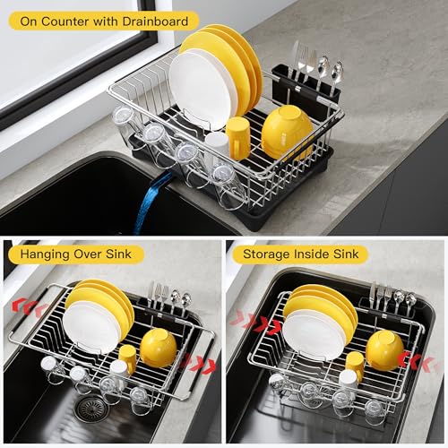 Image of JASIWAY in Sink Dish Drying Rack with Drainboard and Utensil Holder