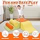 EULEUY Kinder Kletterrampe mit Rutsche, Weichschaum Spielmodul Set, Orange-Gelb-Grün, Indoor Aktivitätsspielzeug