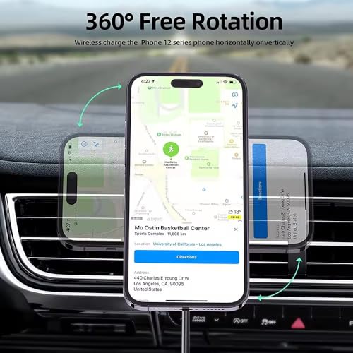 Image of JUST CORSECA SWIFTCHARGE Magnetic Wireless Car Charger | 15W Fast Charging | Transparent Design | Magnetic Lock | ABS & Aluminum Alloy Body | Compatible with MagSafe Devices (Black)
