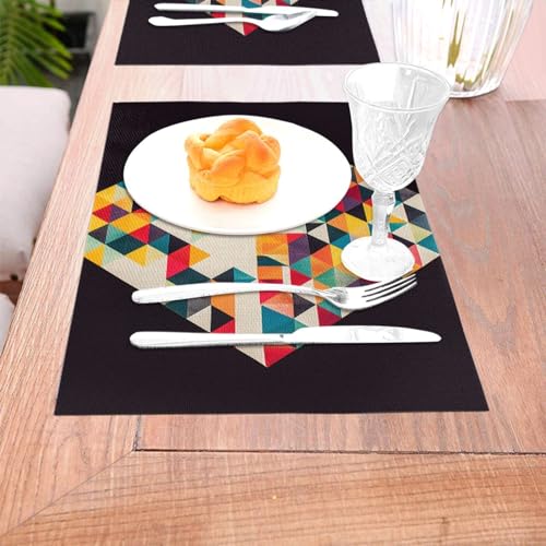 Lot de 6 sets de table tissés géométriques en PVC lavable - 4