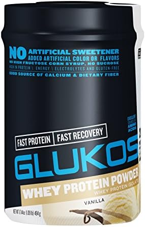 Glukos Energy Whey Protein Powder, Vanilla, 1 lbs