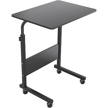 SogesPower Laptop Table Rolling Table Laptop Stand Height Adjustable Side Table on Wheels for Bed and Sofa 60 x 40 cm