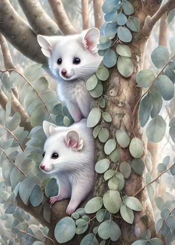 Tableau sur toile 58 x 90 cm déco faune sauvage affiche blanche fluffy Southern Greater Glider