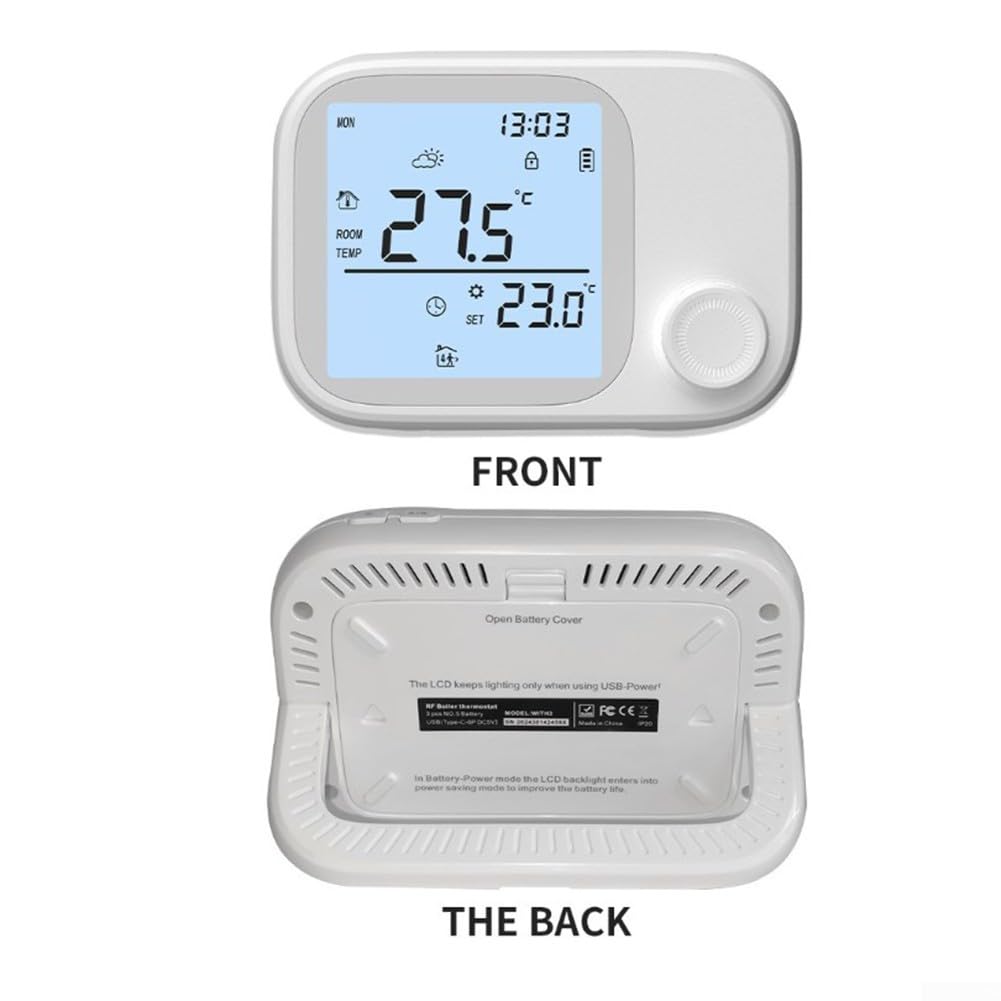 Termostato intelligente wireless, controller compatibile con RF433, display Full Touch per caldaia a gas per riscaldamento dell'acqua, supporta il controllo vocale, bianco (WIFI)