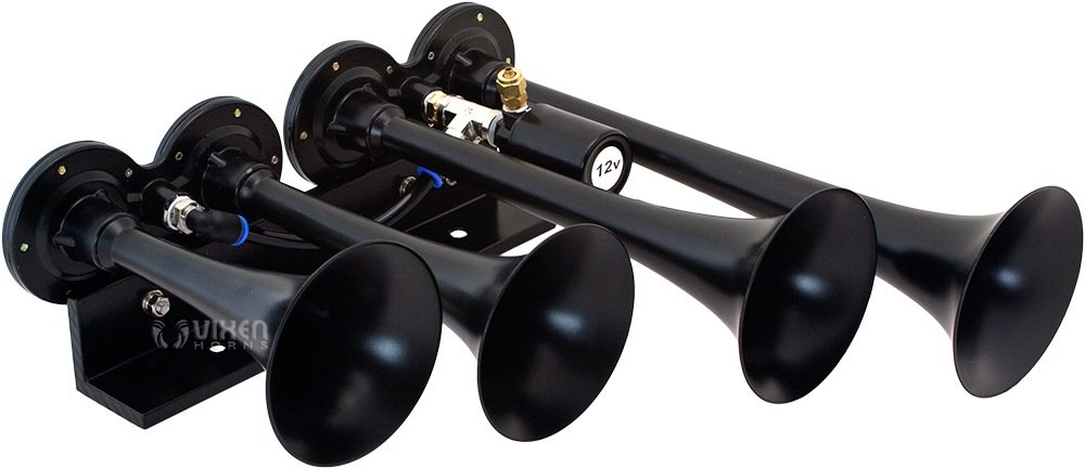 Vixen Horns Train Horn Kit for Trucks/Car/Semi. Complete Onboard System- 200psi Air Compressor, 2.5 Gallon Tank, 4 Trumpets. Super Loud dB. Fits Vehicles like Pickup/Jeep/RV/SUV 12v VXO8325/4124B