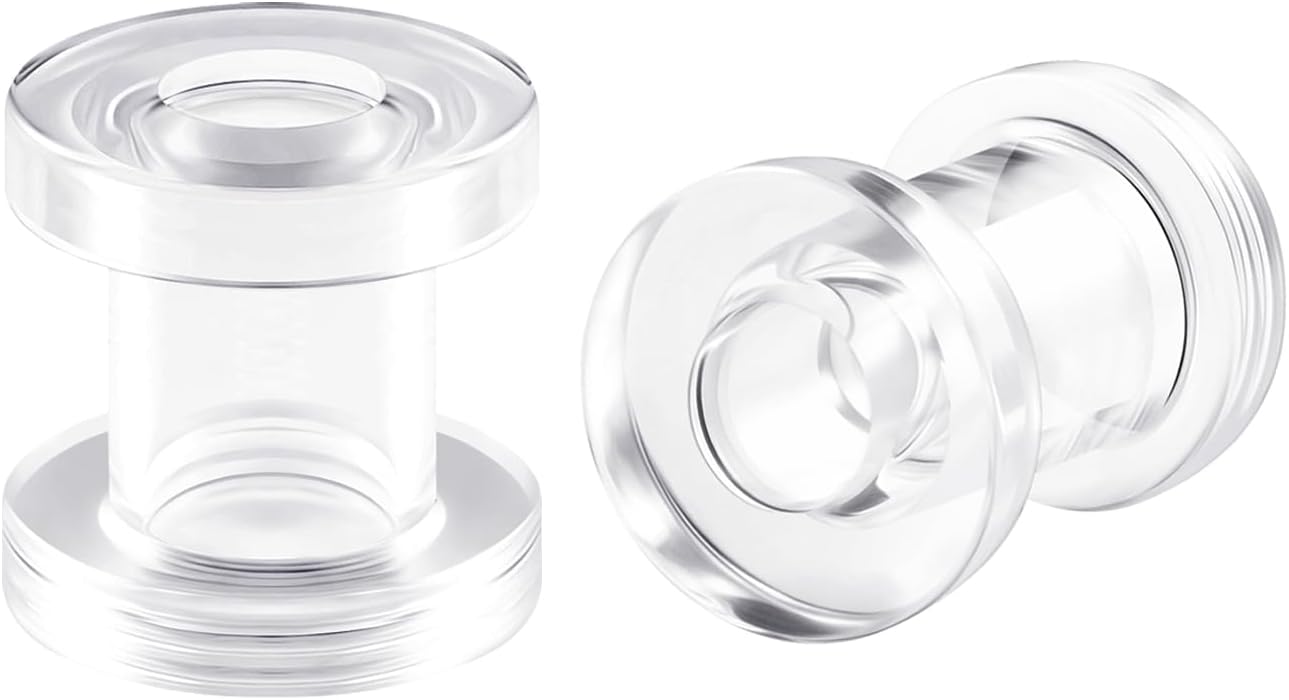 bodyjewellery 2g 2 Gauge Clear Acrylic Screw fit Flesh Tunnels Ear Plugs Ear Stretching 2Pcs