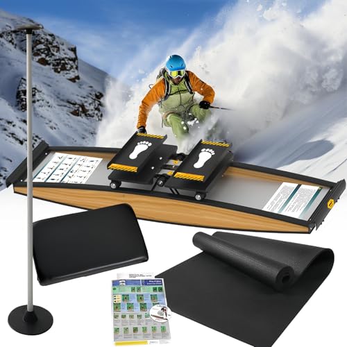 Indoor Gesimuleerd Ski-apparaat, 3D Cross Trainer, Ski-fitnesapparatuur, Kracht- en Balanstraining Tool Set, 150kg Belasting, voor Training van Taille, Buik en Benen, met Skistokken en Matten