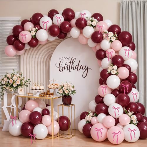 Image of Party Propz Pink & White and Maroon Balloons- 46pcs Balloons for Birthday, Birthday Balloon, Baby Shower, Bachelorette, Anniversary, Birthday Decoration Kit for Girls, Party Decorations Items(Latex)
