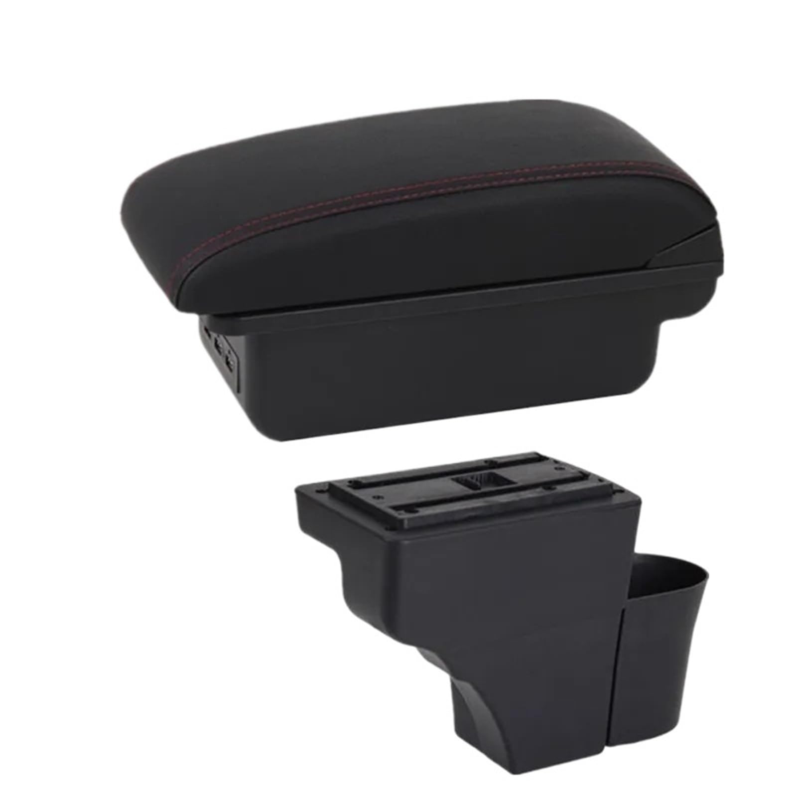 NOKRGQW Car Armrest Box For Nissan For Note Car Armrest Interior Details Retrofit Parts Accessories Center Storage Box(B1 red line 3USB)