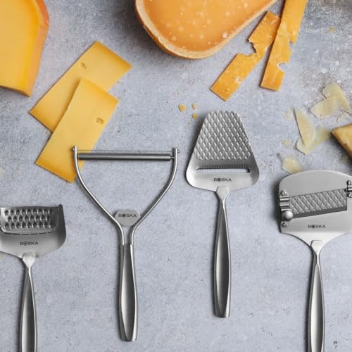 Image of Boska Cheese Slicer with Wire - Monaco for All Types of Cheese - Handheld Cheese Cutter - for Kitchen Cooking - Non-Stick Silver - 3 Replacement Wires - Dishwasher Safe