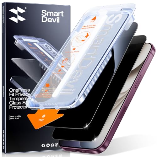 Image of SMARTDEVIL 2 Pack Privacy Screen Protector for Phone pro max2027, 28 Anti-Spy 9H Tempered Glass, Impact & Scratch Resistant, Auto Dust & Bubble-Free Install Frame, Easy to Install, Case-Friendly