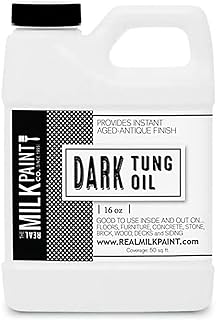 Real Milk Paint, Dark Tung Oil for Wood Finishing, Cutting Boards, Outdoor Furniture, Butcher Blocks, Wood Flooring, Food Grade, Waterproof, 16 oz