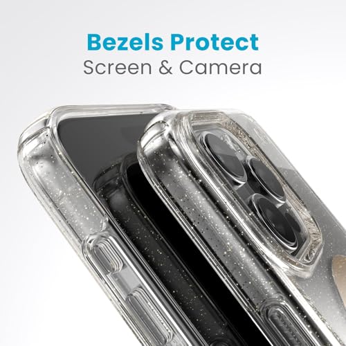 Image of Speck Presidio Lux Glitter MagSafe Case for Apple iPhone 16 Pro Max, Clear /Gold Glitter