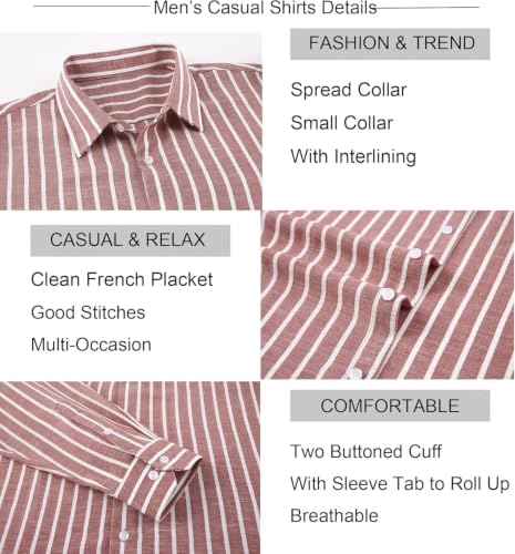 Image of Zombom Men's Regular Fit Vertical Striped Casual Shirt | Full Sleeve Cotton Blend Shirt for Men | Slim Fit Stylish Party