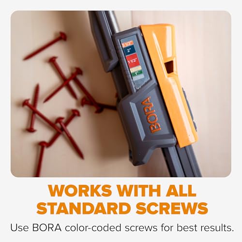 Image of BORA Pro Compact Pocket Hole Jig, 3 inch Face Clamp, & 50pc Screw Set, Auto Adjust Drill Guide, Durable Pocket Hole Jig Kit for Woodworking & Tight Spaces - For Materials 1 /2 inch to 1-1 /2 inch Thick