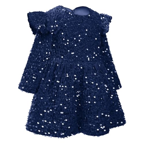 IBTOM CASTLE Baby Girl Velvet Dress Long Sleeve Sequins Ruffle Birthday Party Christmas Wedding Kids Fall Winter Clothes2