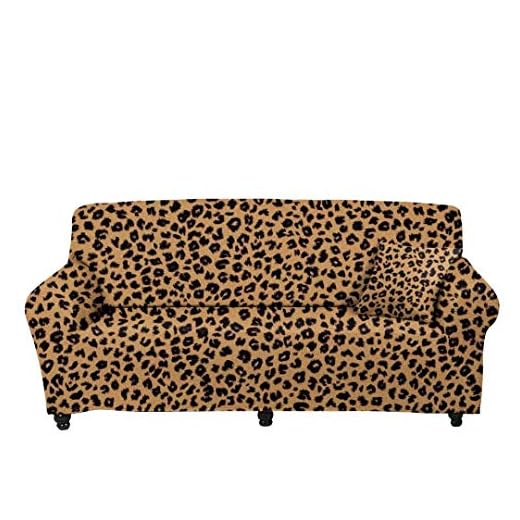 GOSTONG Leopard Print Sofa Cover Cushion Couch Stretch Couch Covers, Sofa Slipcover Furniture Protector for Living Room Universal Sofa Cover for Armchair/Loveseat/Couch/Big Sofa