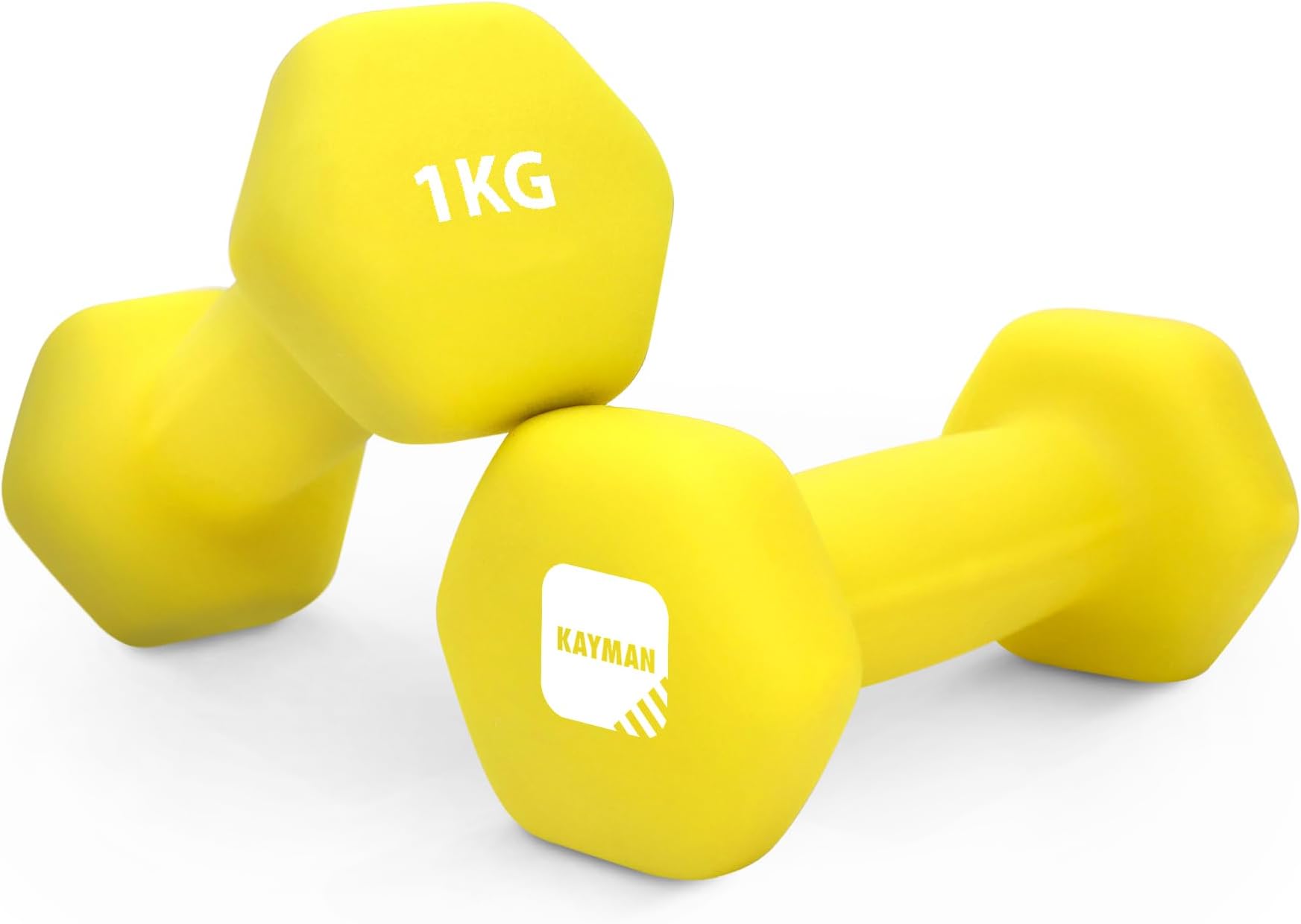 KAYMAN Neoprene Dumbbells Pair with Anti-Slip Grip,Hex Edges,Water-Resistant Surface & Workout Poster-Weight Set for Home, Gym & Fitness (1kg 1.5kg 2kg 3kg 4kg 5kg 6kg 7kg 8kg 9kg 10kg)