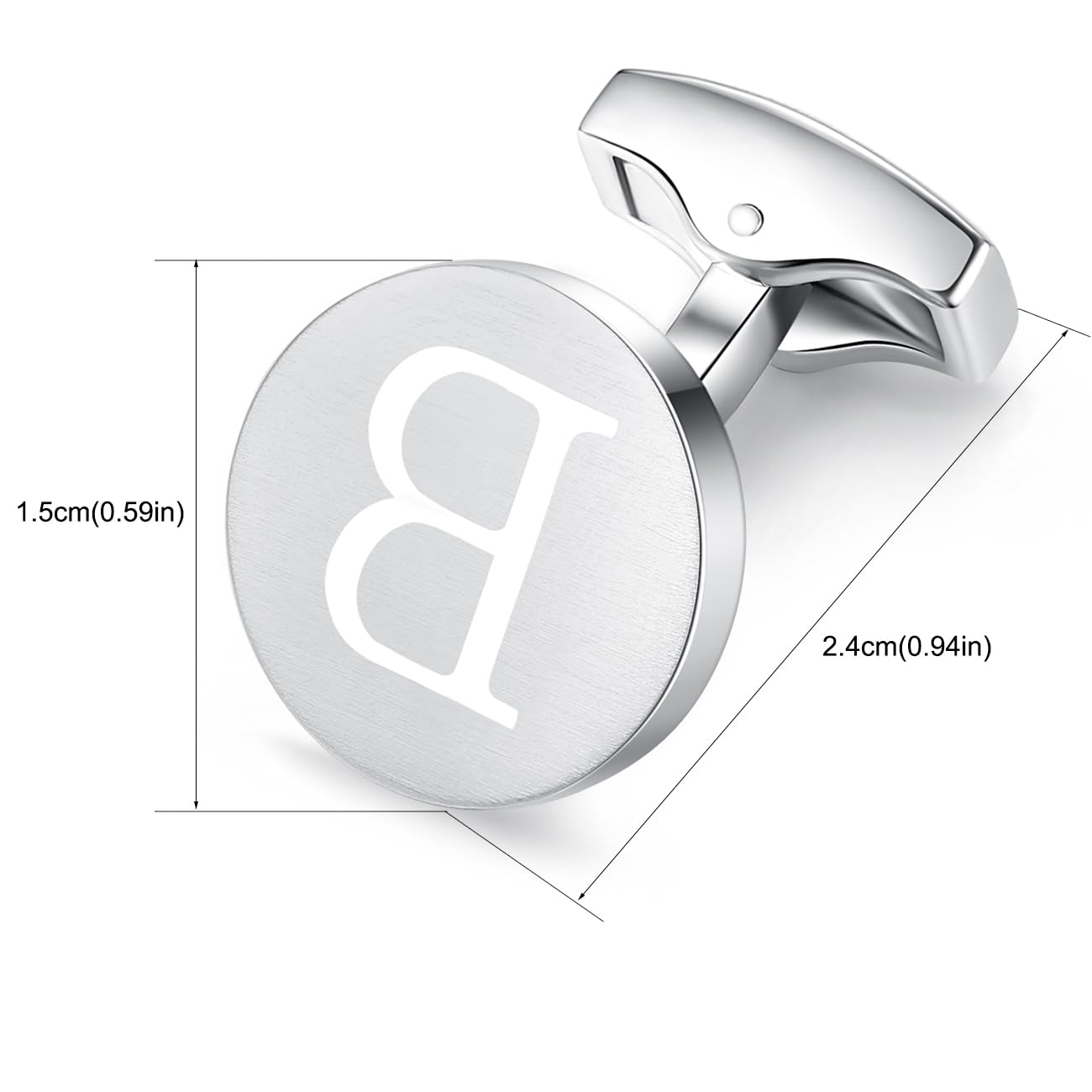 Honey Bear Carta Inicial Alfabeto Gemelos - Acero Inoxidable para la Camisa de los Hombres Regalo de Boda del Negocio,plata cepillada (B)