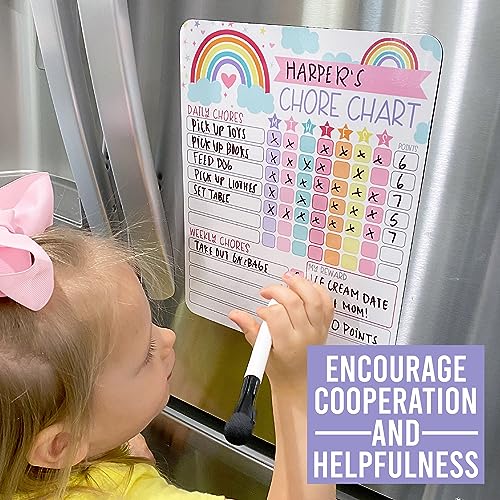 Hadley Designs Magnetic Chore Chart for Kids – Reward Chart for Kids, Dry Erase Responsibility Board for Children at Home, Fridge Behavior Tracker for Daily & Weekly Tasks, Rainbow Toddler Chore Board - Image 8