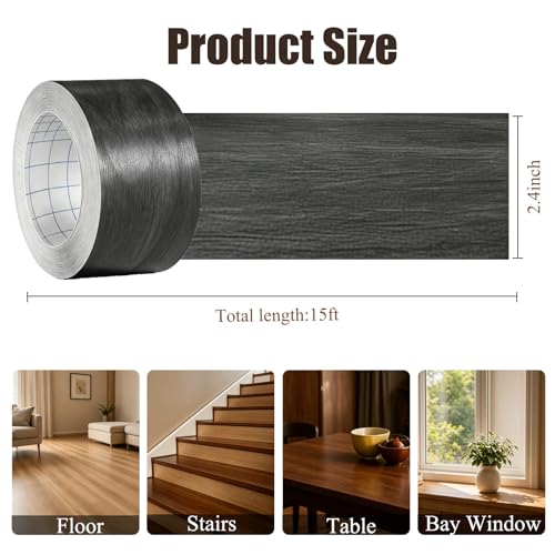 Image of GSCIT Club Dark Walnut Wood Tape, 2.4 inch X 25ft Self Adhesive Wood Grain Tape Walnut Repair Patch for Tables, Chairs, Baseboards, Doors, Windows, Floors, Handicraft DIY.