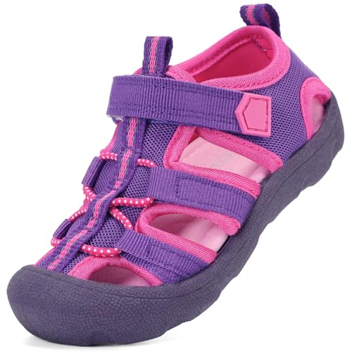 Image of Wide Toe Box Toddler Sandals Water Shoes Boys Girls Quick Dry Summer Beach | Non Slip Sole, Flexible, Machine Washable, Easy to Clean, Breathable, Adjustable Hook and Loop, Closed-toe for Outdoor & Pool