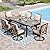 PHI VILLA Heavy Duty 7-Piece Patio Dining Sets, Expandable Outdoor Table and Chairs Set for 6, 6 Extra Large Swivel Chairs, Rectangular Metal Dining Table for Deck, Backyard and Garden