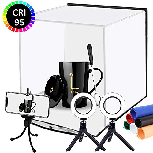 DUCLUS Foldable Photo Studio Box kit, Portable Photography Light Box with Dual Ring