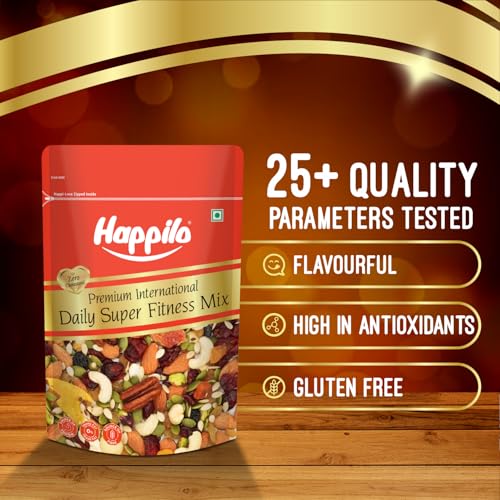 Image of Happilo Premium International Daily Super Fitness Trail Mix of 20+ Varieties Dry Fruits Nuts, Seeds & Berries, Roasted Crunchy & Nutritious Healthy Snack, 160 g (Pack of 2)