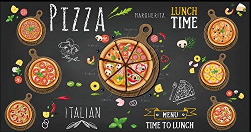 Colomac 3D Wall Murals Peel And Stick, Restaurant Pizza Burger Food Self-Adhesive Wall Mural, Customize Size Graffiti Poster Wallpaper Suitable For Restaurant Cafe Living Room (144"Wx100"H, 20) #TOP3