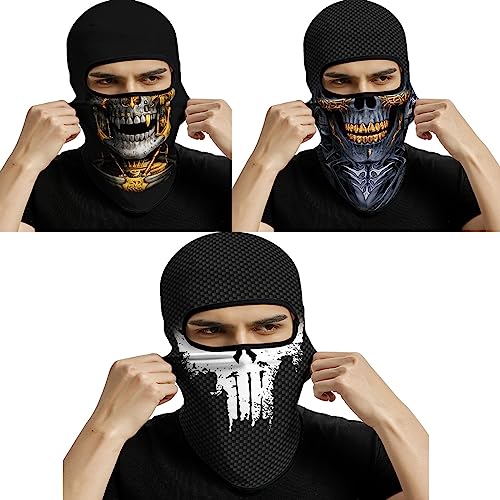 Image of Red Plume 3PCS Balaclava Full Face Mask Ski Mask UV Protection Cover Motorcycle Full Face Mask for Men Women Outdoor Sports