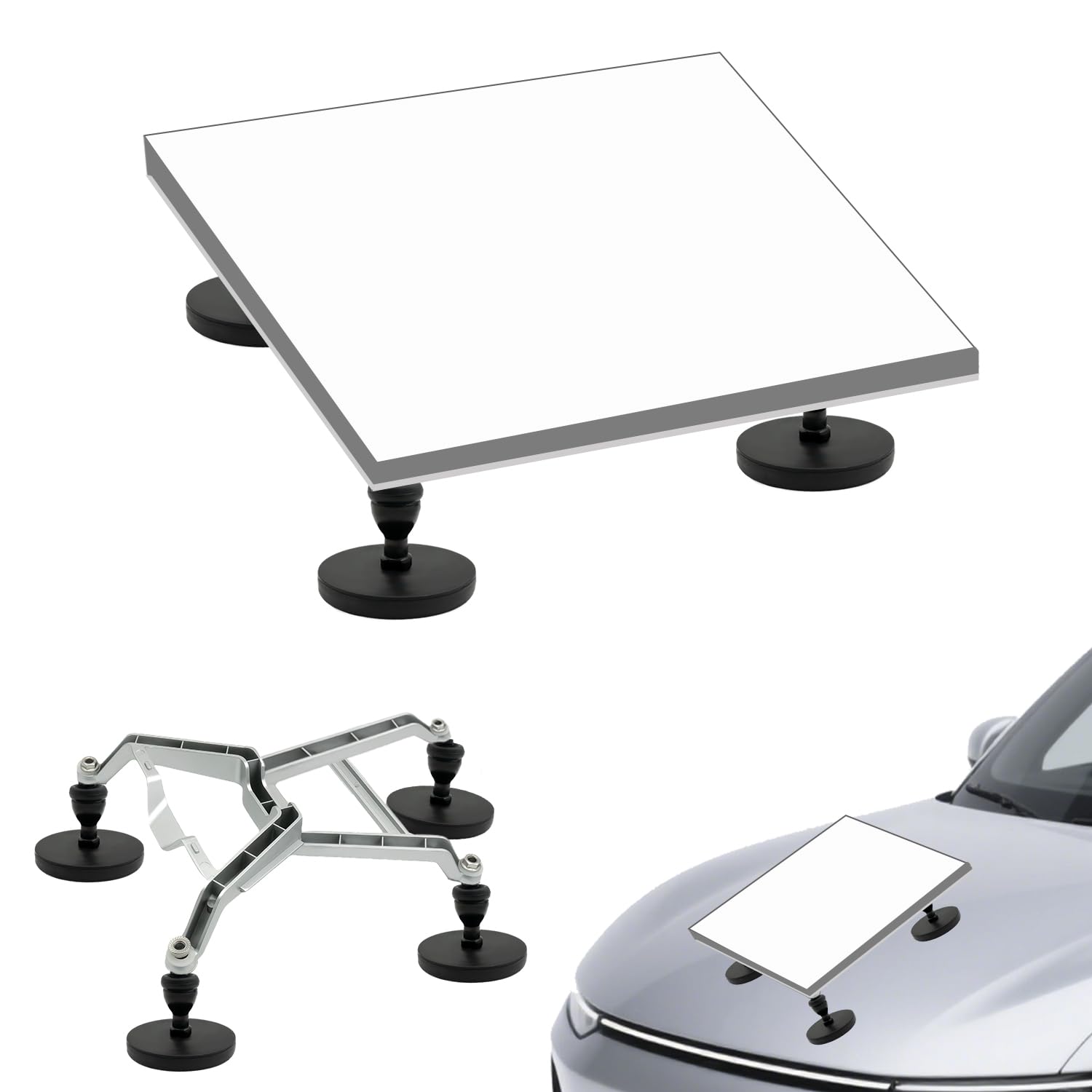 Magnético Soporte Curvo compatible con Starlink Mini, Portátil Aluminio Aleación Soporte para Autocaravanas, Techo del coche,Superficies metálicas- 66 mm Fuerte ventosa, estabilidad a alta velocidad