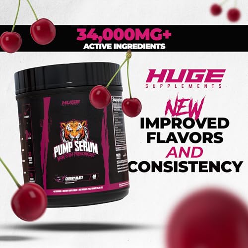 Image of Pump Serum Non Stim Pre-Workout - Fully Loaded Stimulant Free Pre Workout for Extreme Pumps, Vascularity & Muscle Fullness, with L-Citrulline, HydroPrime & Nitrates, Cherry Blast, 40 Servings