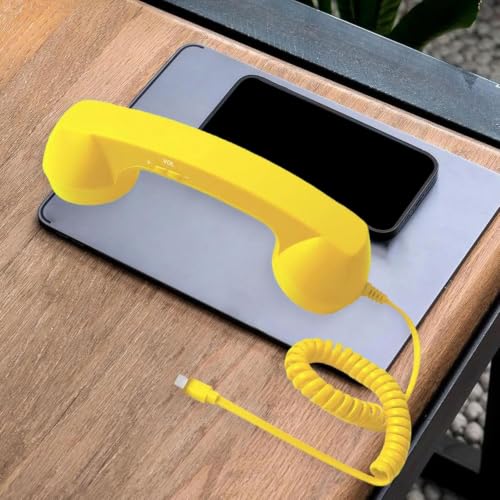 Image of Retro Phone Handset Phone Receiver for Mobile Meetings All Smartphones Black | Corded Telephones | Zoomela (Yellow)