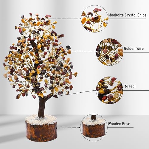 Image of Certified Mookaite Crystal Tree for Good Luck - Healing Crystals Money Tree for Wealth, Positive Energy at Home Office - Decorative Spiritual Gifts for Vastu, House Warming