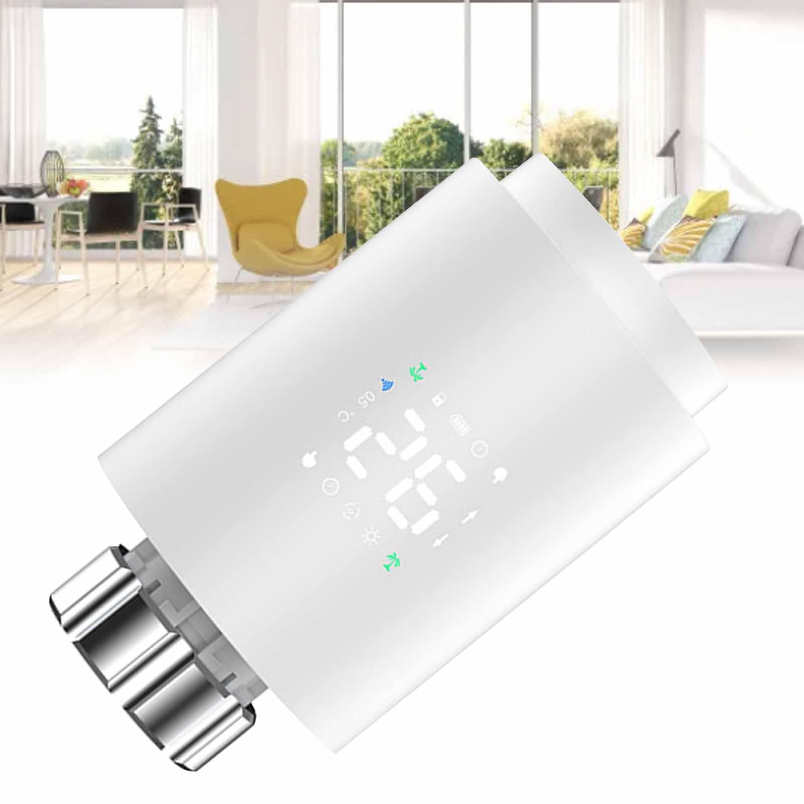 Valvola termica intelligente programmabile app, controllo vocale, WiFi, termostato Zigbee, valvola di riscaldamento per casa, hotel, ABS, bianco
