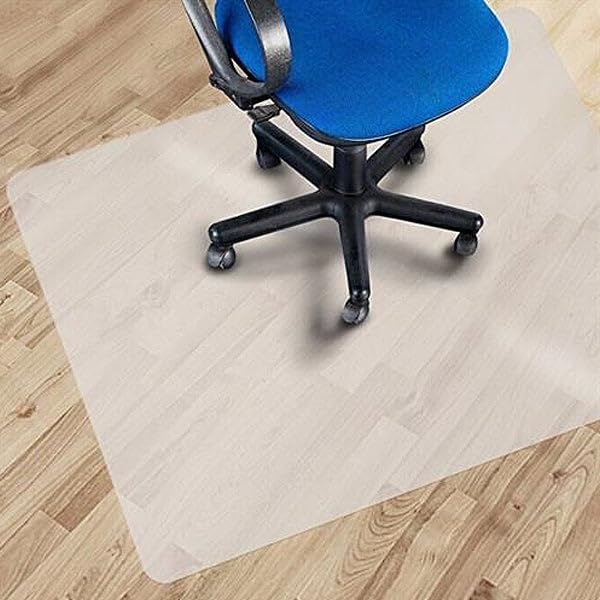 Image of Desky Clear Chair Mat - Heavy-Duty Translucent PVC Office Chair Floor Protector - Water-Resistant, Non-Slip, UV-Protection for Carpet & Hard Floors