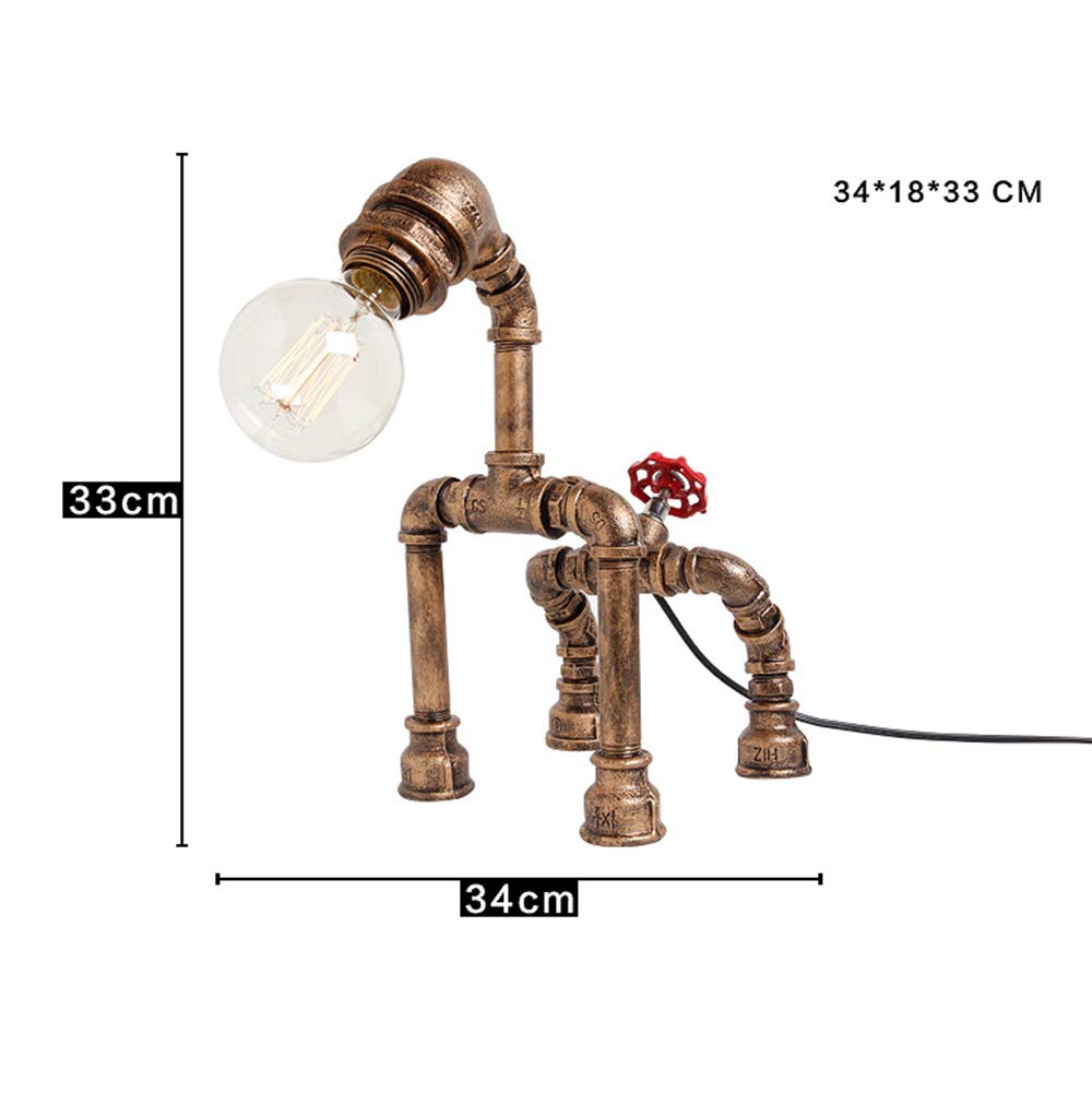 Retro Wasserrohr Tischlampe Kreative Tiere Hund Tischleuchte E27 Industrie Leseleuchte Nachttischlampe Lesen Schlafzimmer Arbeits Büro Schreibtischlampe