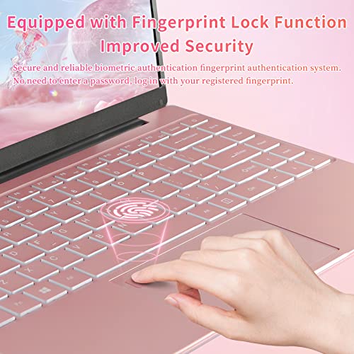 Image of BINTEC 14 inch 4K Laptop,3840x2160Pixels, Celeron N95 (up to 3.4GHz) Notebook PC,16GB DDR4 Ultrabook,180Open and Close,Backlit Keyboard, WiFi,USB,Bluetooth (Rose Gold /16G+960GB SSD)