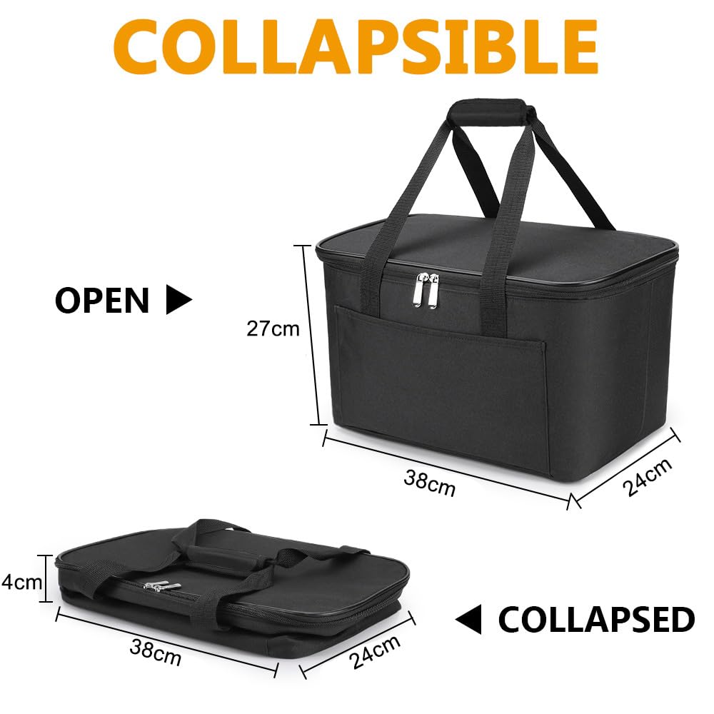 Diurwur Klassischer Einkaufsset 2tlg Bestehend aus Einkaufskorb und Kühltasche Einkaufskorb mit Alu-Griff Faltbare Einkaufstasche mit Isolierung für Arbeit/Einkaufen