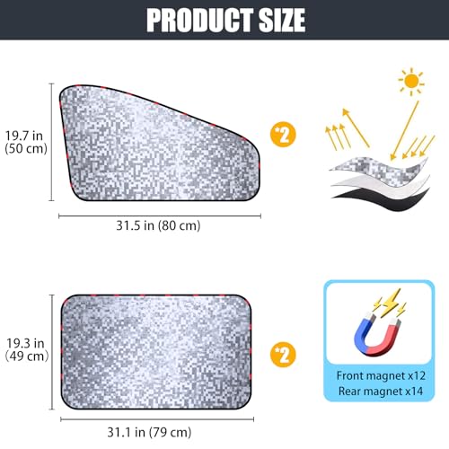 Image of ZATOOTO Side Window Sun Shade - 4 Pack Car Window Covers 99% UV Light Block Car Curtains Magnetic Side Window Sun Shade Keeps Cooler for Breastfeeding, Taking a nap, Changing Clothes, Camping