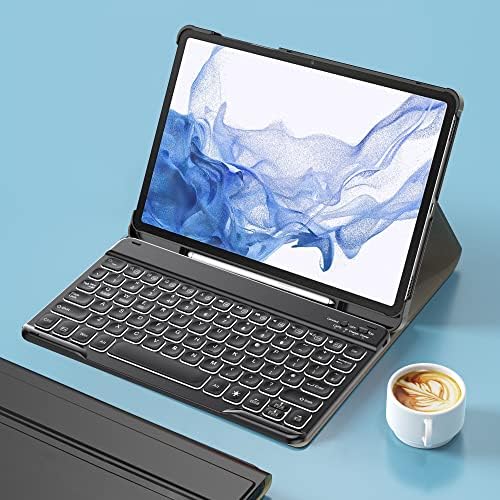 Keyboard Case for Samsung Galaxy Tab S8/S7 11 inch(SM-X700NZAAEUA) 2022 2020,7 Colors Backlit,with Magnetically Detachable Wireless Bluetooth Keyboard for Samsung Galaxy Tab S8 11 inch 2021,Black