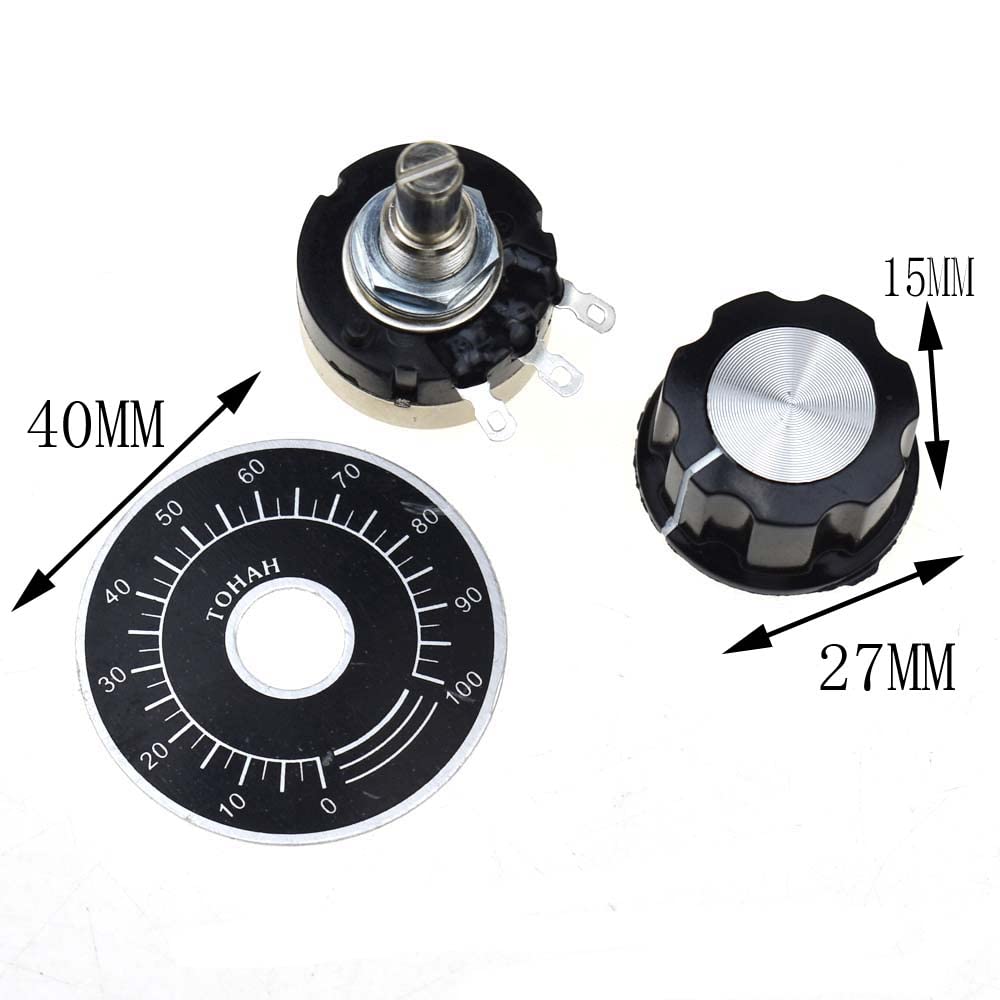 RELAND SUN RV24YN20S Single Turn Carbon Film Rotary Taper Potentiometer + A03 Knob + Dials (10K)