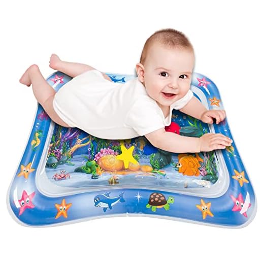 Retoo Uppblåsbar och sensorisk vattenmatta för baby med mått 66 x 50 cm, PVC-vattenlekmatta i 3, 6, 9 månader, perfekt för tidig utveckling, leksak stimuleringstillväxt för ditt barn