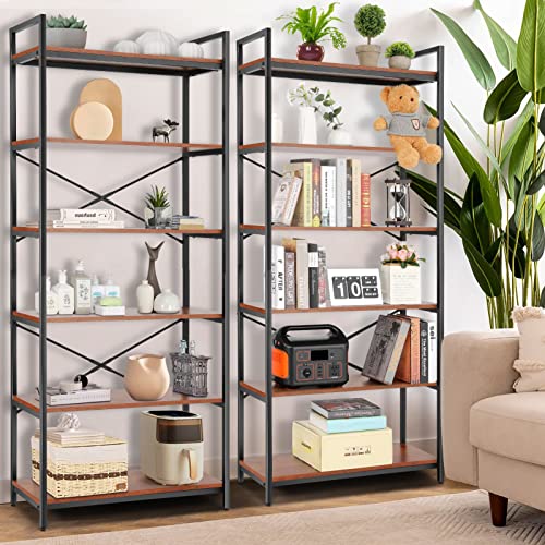 Devo Bookshelf, Modern Book Shelf Rustic Storage Shelves, Etagere Bookcase Unique Bookshelves Cool Bookcases Open Shelving Unit Wood Shelves For Bedroom, Office And Living Room, Brown #TOP2