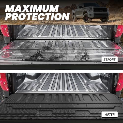 Image of LASFIT Tailgate Mat for Toyota Tundra 2007-2021 (Not Fit Drop-in Liners) | All Weather Custom Fit Easy Clean TPE Truck Tailgate Protector Liner Accessories, Truck Tailgate Mat, Black