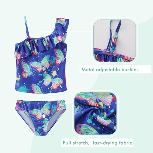 Image of Girls Two Piece Swimsuits Hawaiian Ruffle Tankini Swimwear Bathing Suit Set