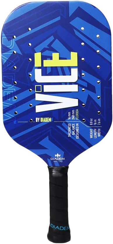 Diadem VICE Pickleball Concept Paddle | EVA Foam Core, RP2 Grit Coating, Edgeless Core Molding System Performance, High Grade Carbon Fiber | Spin, Control and Power | Indoor/Outdoor