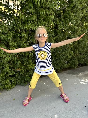 Image of LUKYCILD Baby Girls Summer Clothes Casual Clothing Suit Short Sleeve Striped T-Shirt +Pants