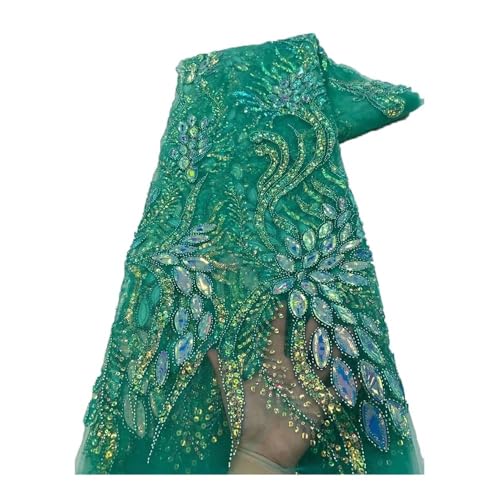 Tissu à paillettes de feuilles broderie perles en tube 1.8kg appliqué robe mariée green